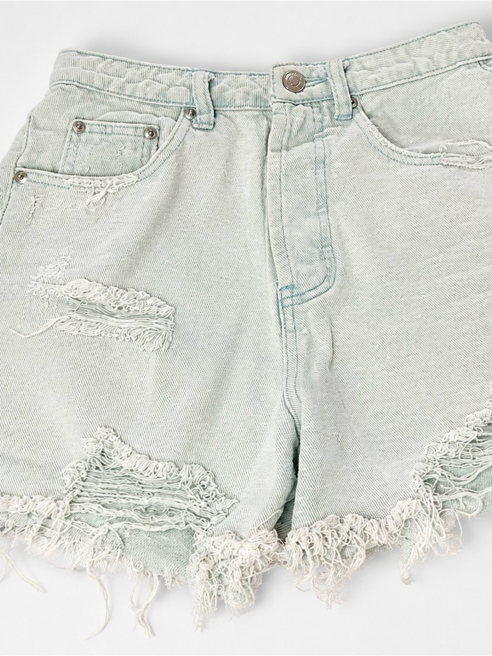 Signature8 Light Mint Distressed Denim Shorts